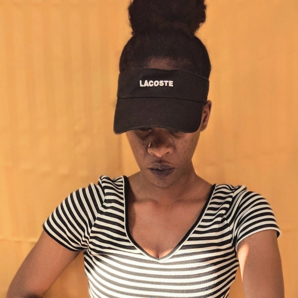 black embroidered Lacoste visor